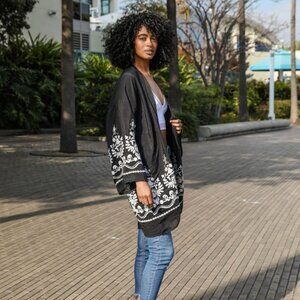 Floral Embroidered Kimono